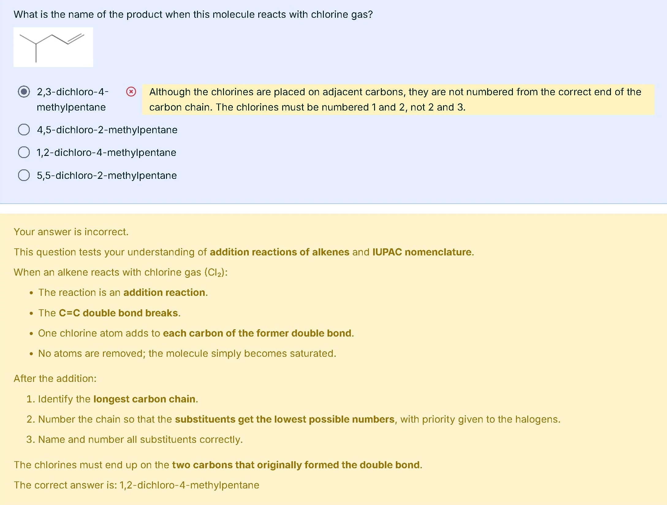 Cycloalkanes in Petrol - Octane Rating and Engine Knocking Explanation A Level Chemistry question on why cycloalkanes are added to petrol, showing incorrect student answer and feedback explaining octane rating and engine knocking.
