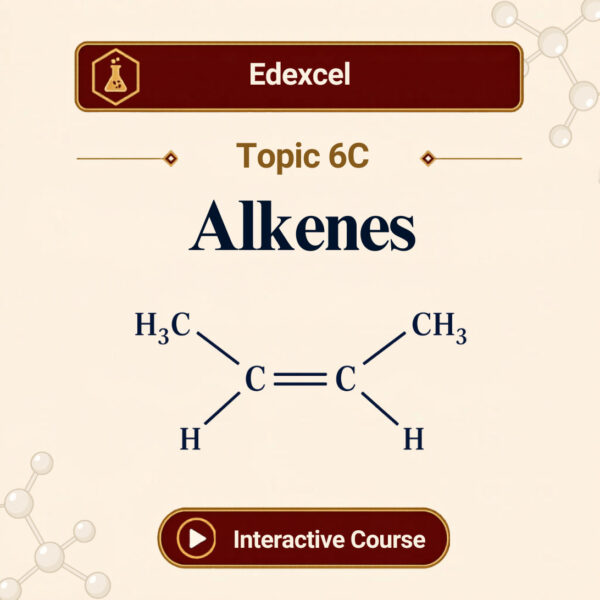 Edexcel A Level Chemistry Topic 6C Alkenes banner showing a C=C double bond with methyl and hydrogen groups on each carbon