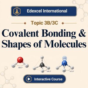 Edexcel International A Level Chemistry Topic 3B/3C banner showing water methane and ammonia molecular shapes with bond angles 104.5 109.5 and 107 degrees