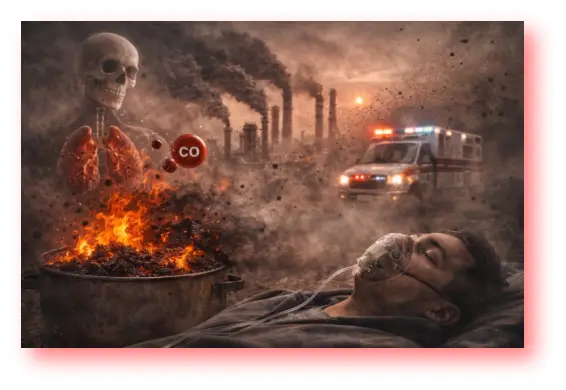Carbon monoxide health risk from incomplete combustion