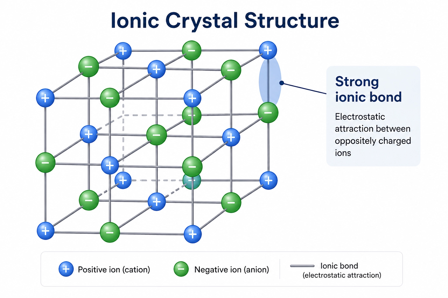 Giant ionic lattice showing strong ionic bonding in sodium chloride