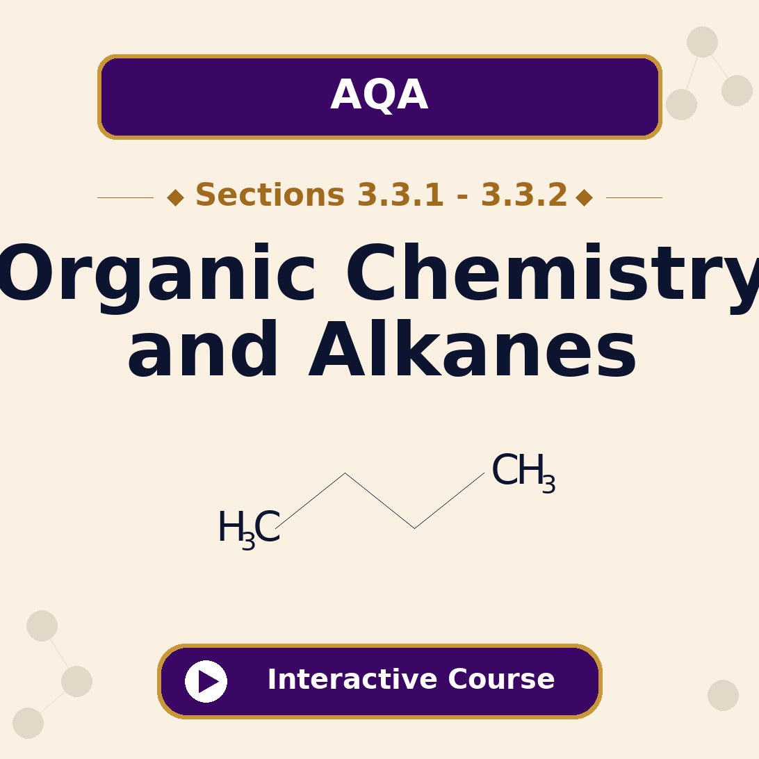 AQA A Level Chemistry 3.3.4 Introduction to Organic Chemistry and Alkanes interactive course banner