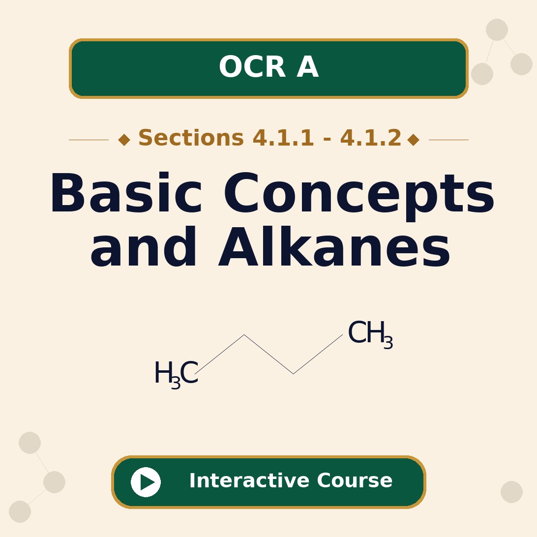 OCR A Level Chemistry A 4.1.3 Basic Concepts of Organic Chemistry and Alkanes interactive course banner