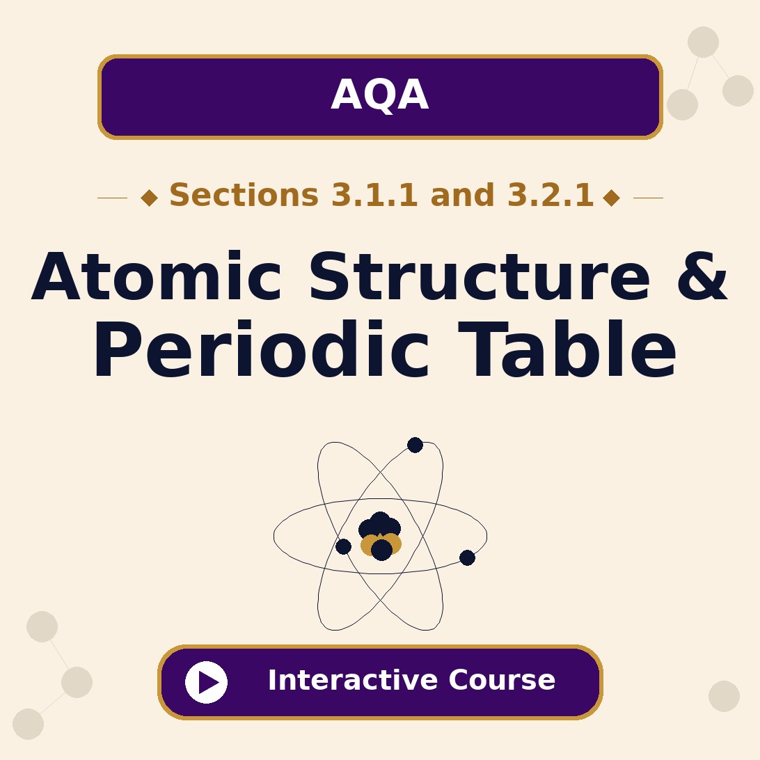 AQA A Level Chemistry 3.1.1 and 3.2.1 Atomic Structure and the Periodic Table interactive course banner