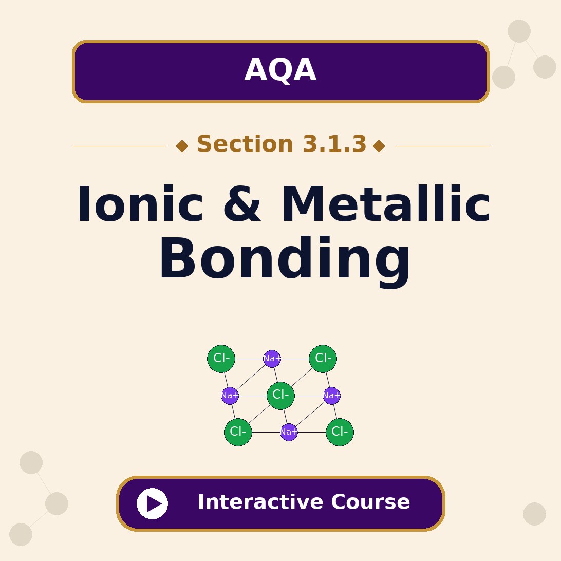 AQA A Level Chemistry 3.1.3 Ionic and Metallic Bonding interactive course banner