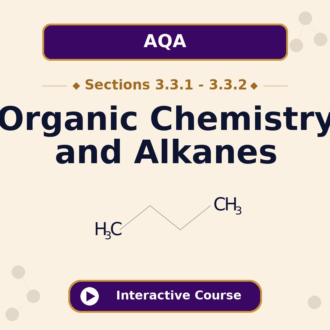 AQA A Level Chemistry 3.3.4 Introduction to Organic Chemistry and Alkanes interactive course banner