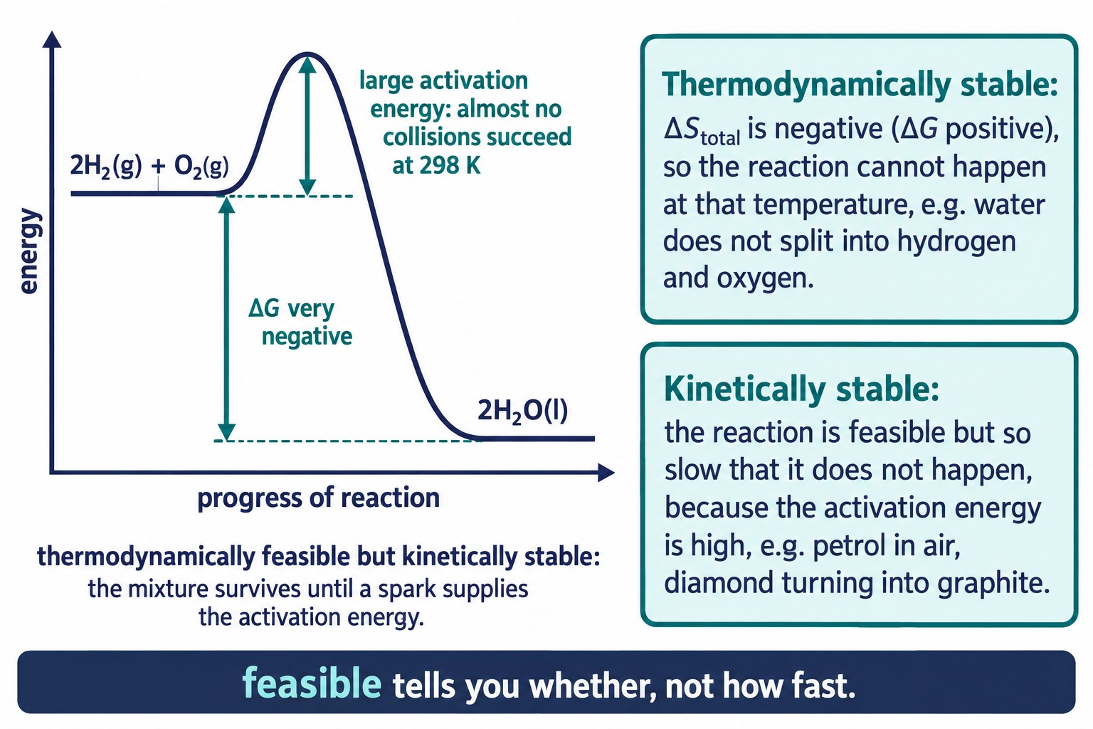 Reaction profile for a thermodynamically feasible but kinetically sta