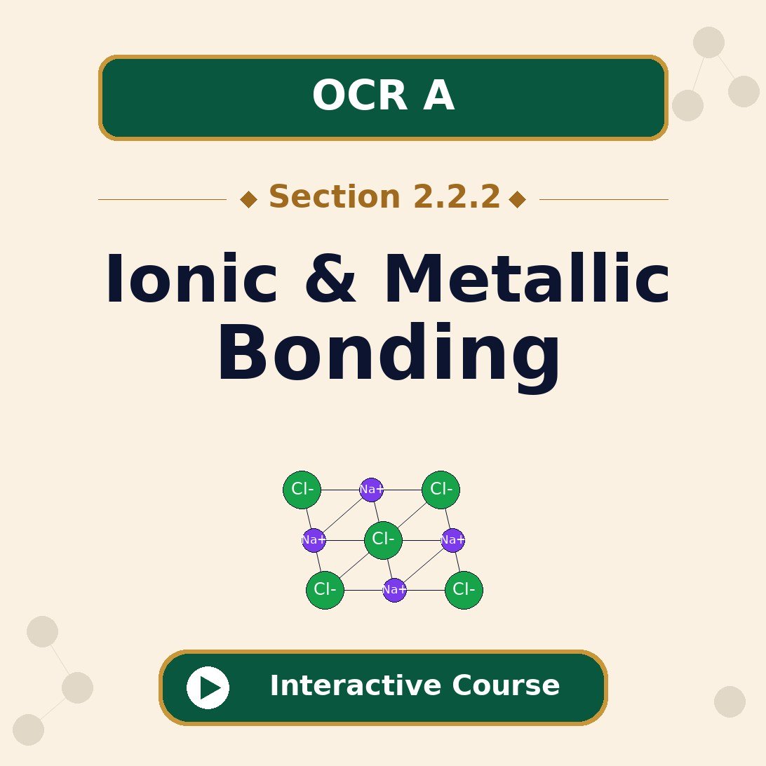 OCR A Level Chemistry A 2.2.2 Ionic and Metallic Bonding interactive course banner