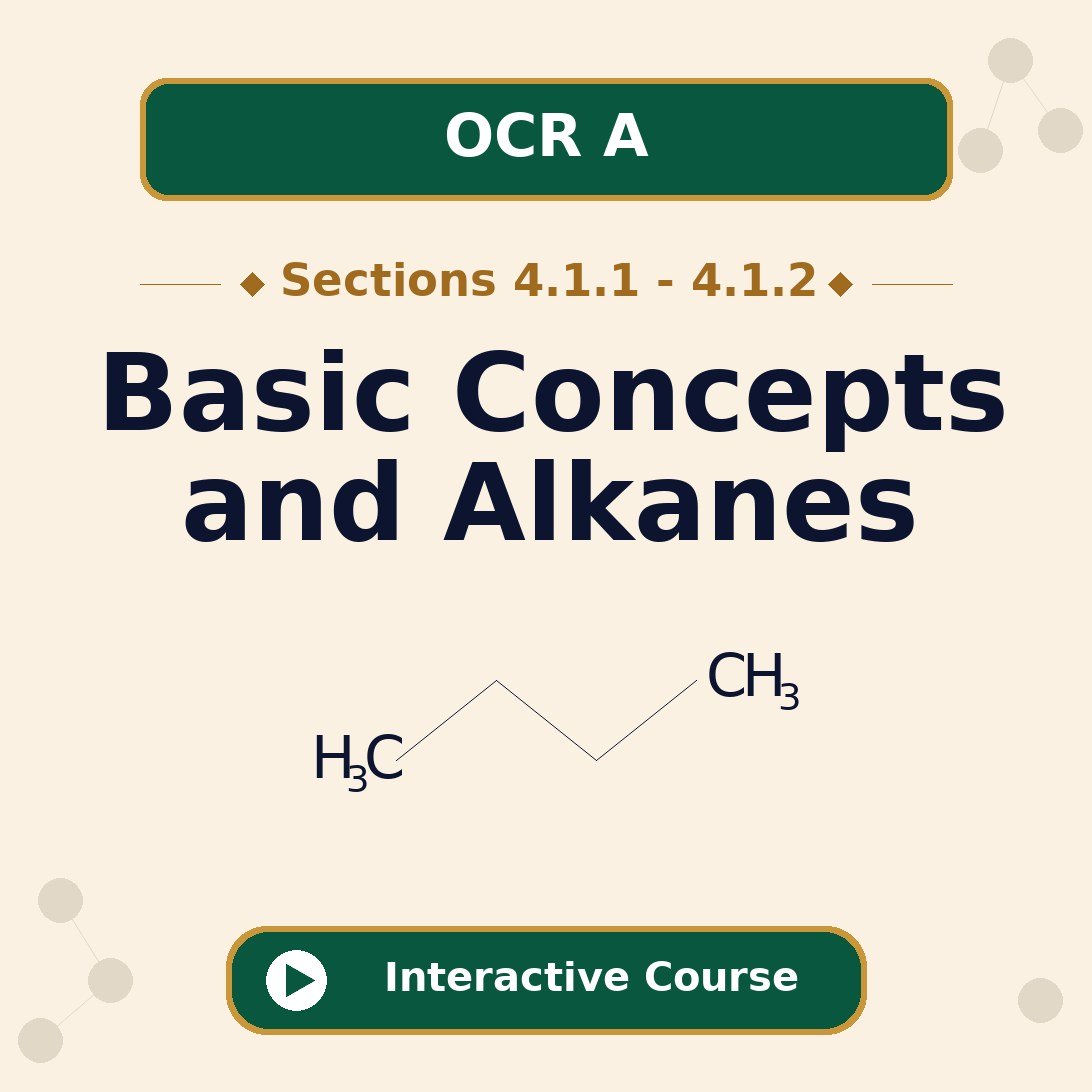 OCR A Level Chemistry A 4.1.3 Basic Concepts of Organic Chemistry and Alkanes interactive course banner